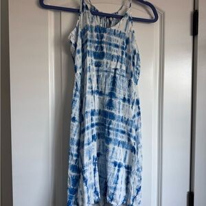 Elegant Blue Tie-Dye Midi Dress